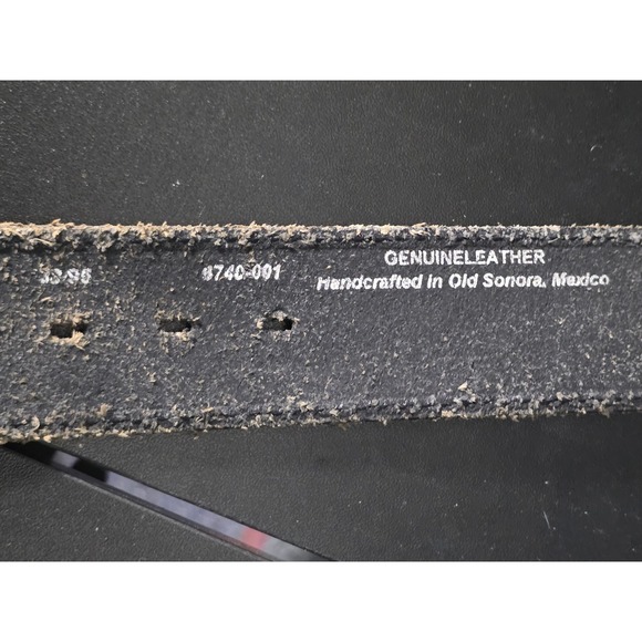 Wrangler Western Black Leather Belt Silver‎ Buckle Handcrafted Old Sonora Mexico - Picture 5 of 6